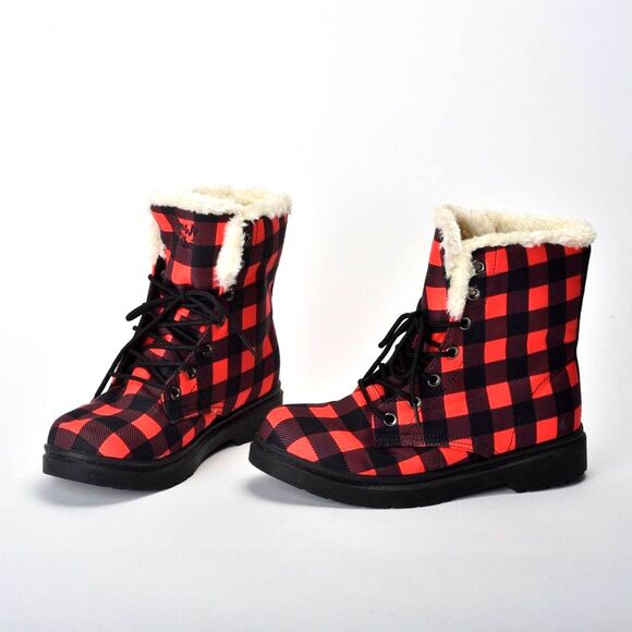 Yes We Vibe, Red Buffalo Plaid Size 8.5 Mens, Women's 10 - Picture 7 of 7